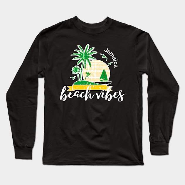 Beach Vibes Jamaican Long Sleeve T-Shirt by PurePrintTeeShop